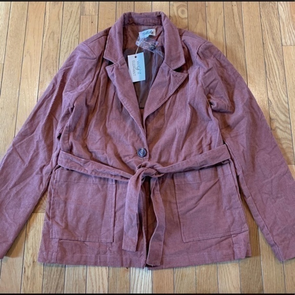 New Listicle Red Orange Corduroy Jacket Large